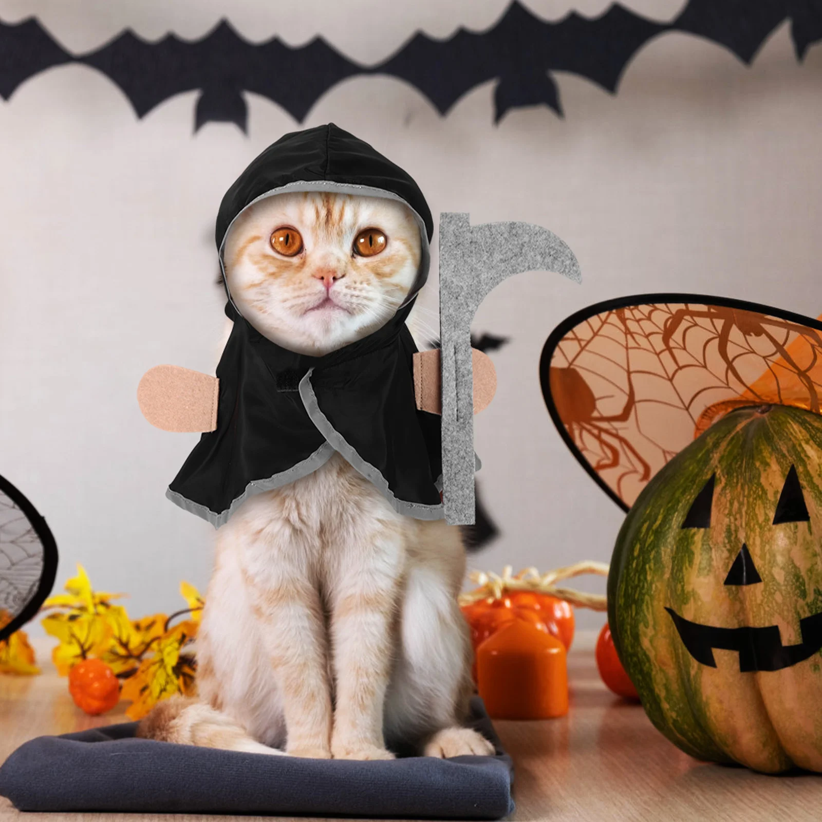 Pumpkin Decor Halloween Pet Death Cloak Transformation Set 1 Cat Costumes Party Decorative Cape Dog Supplies Child