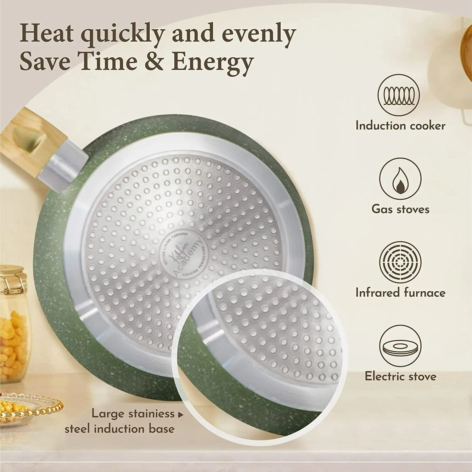 طقم أواني طهي للمطبخ مكون من 12 قطعة، طقم أواني ومقالي غير لاصقة من الجرانيت مع غطاء #5