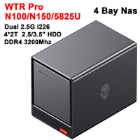 WTR PRO Intel N100 N150 Mini PC Ryzen 7 5825U with 4 Bay Nas DDR4 16GB 500GB SSD 2.5G LAN Game Computer Support 2.5/3.5 \
