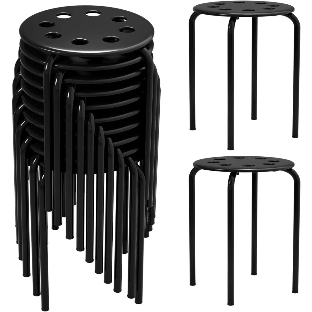 Chaises d'École Empilables et Portables en Plastique Noir, Cadre en Métal, Dos aux, pour Salle d'Irritation, 12 Paquets