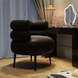 Modern Accent Chair Single Couch Chair Lazy Sofa Chair Curved Design backrest for Living Room Bedroom wax leather pet proof
