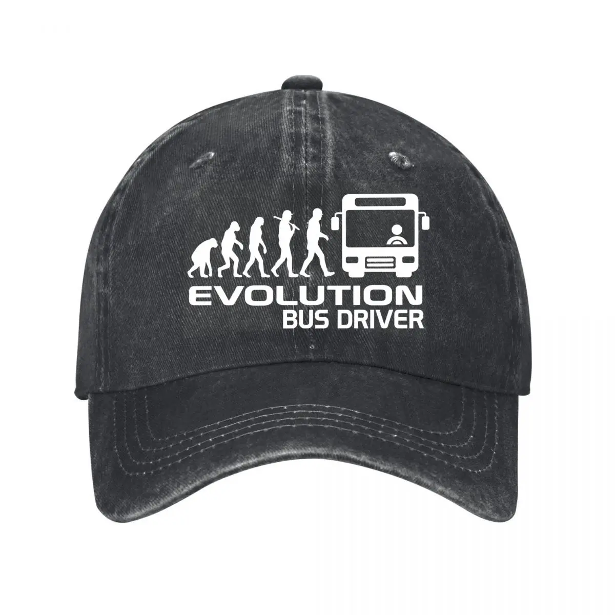 Evolution Bus Driver Human To Bus Design Washed Baseball Cap Outdoor Hat