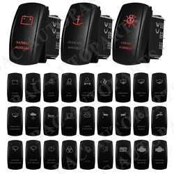 Rocker Button Switch Portuguese Logo Symbol Red LED SPST&DPDT Momentary 5Pin/7Pin ON For Car Marine Boat ARB Camper Accessories