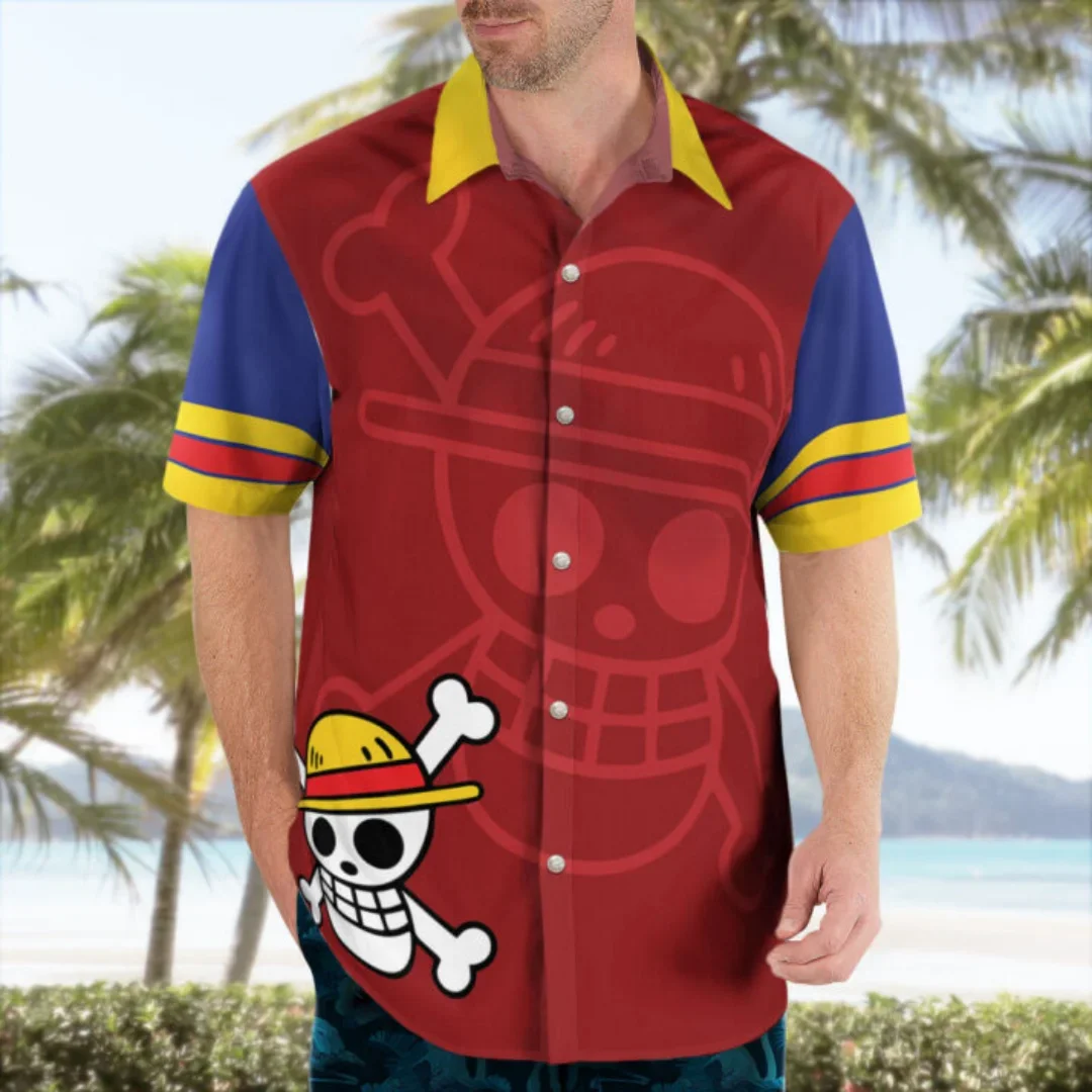 Summer Men's One Piece Hawaiian Shirt Floral Tropical Print Short Sleeve Loose Beach Holiday Shirt Tops Anime Kids Clothes