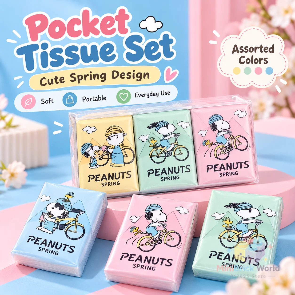 Snoopy Peanuts Pocket Tissues Cute Cartoon Mini Tissue Packs Portable Facial Paper Travel Handbag School Office Daily Use