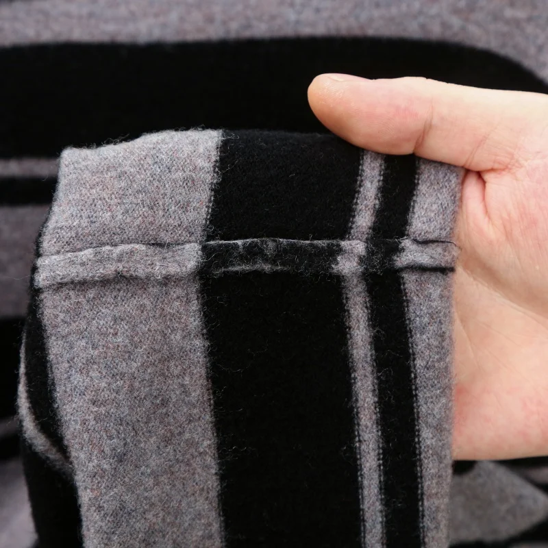 Wool100% Men's Autumn Winter Sweater Round Neck Stripe 12 Stitches Keep Warm Long Sleeves Sweater Fashion Versatile Man Clothes