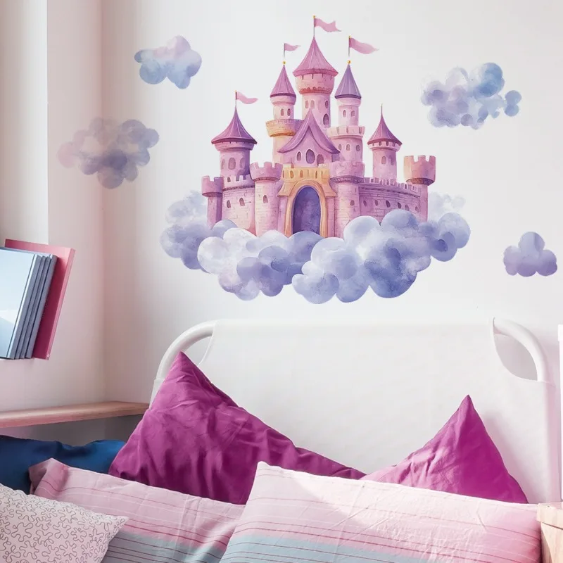 1PCS Cartoon Painting Dream Castle Bedroom Living Room Home Beautification Decorative Wall Stickers Self-adhesive