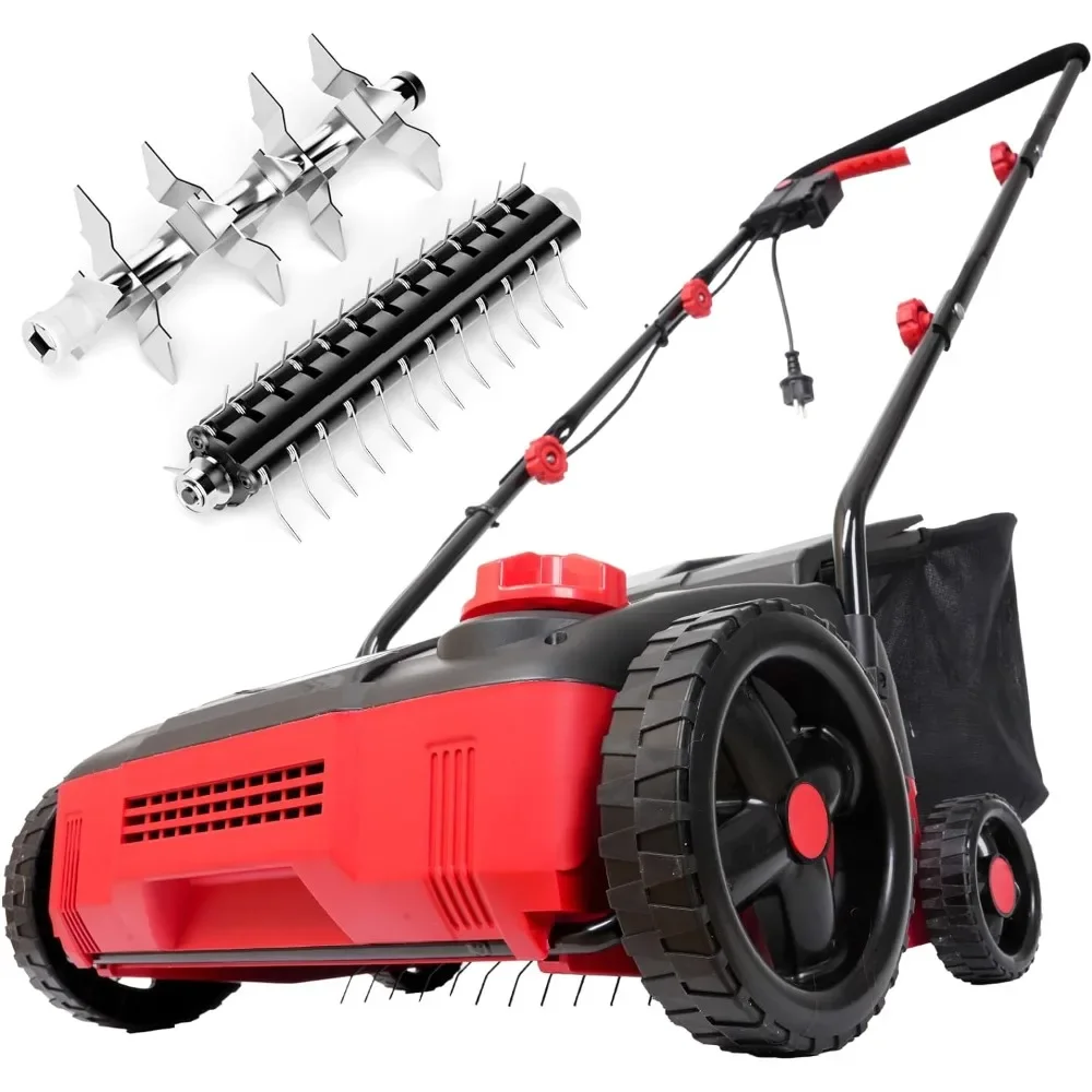 12-Amp Electric Dethatcher and Scarifier W/Removeable 8-Gallon Collection Bag, 13-inch Electric Dethatcher and Scarifier