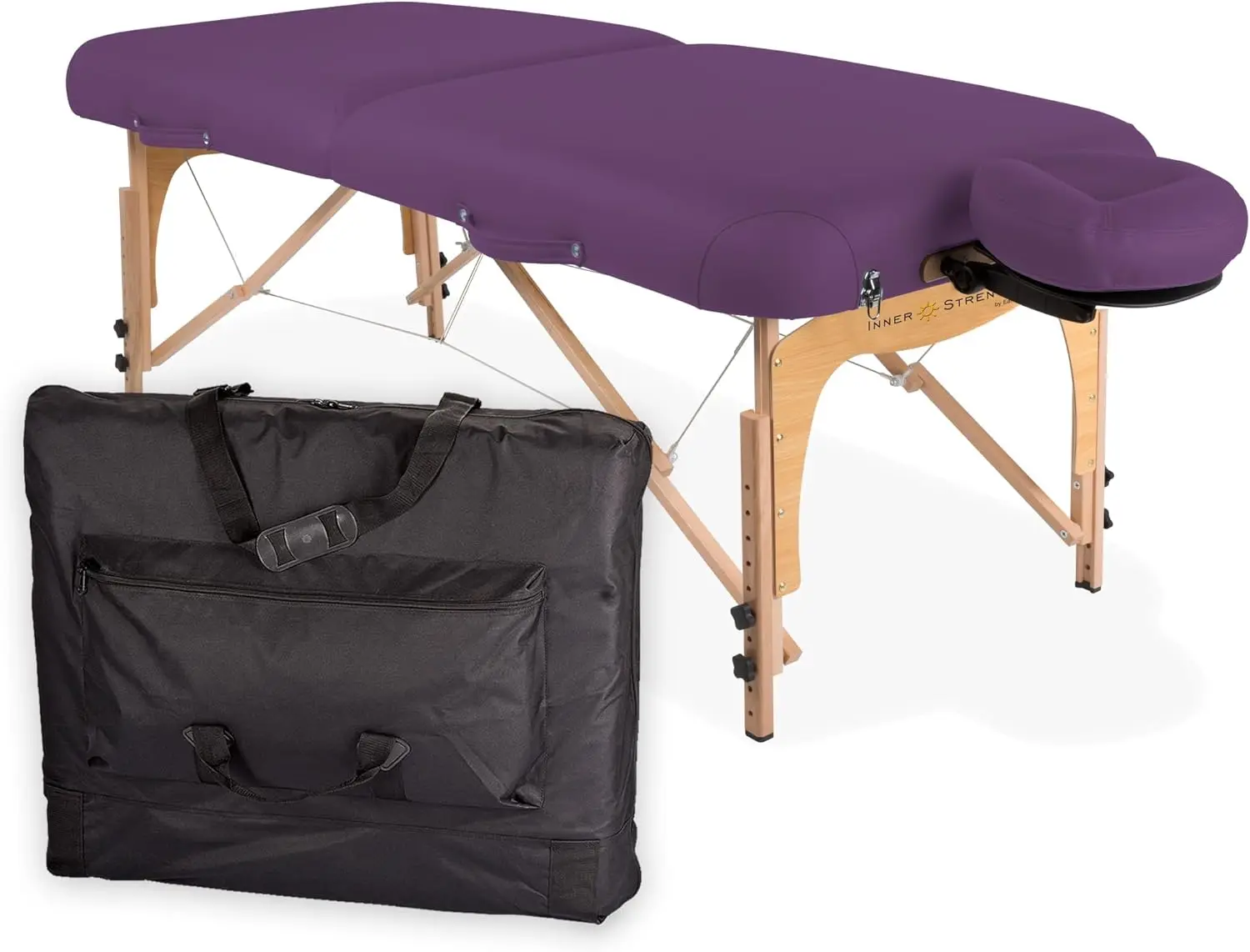 STRENGTH Portable Massage Table Package E2 - Full Reiki Massage Table Incl. Deluxe Adjustable Face Cradle, Pillow & Carry Case (