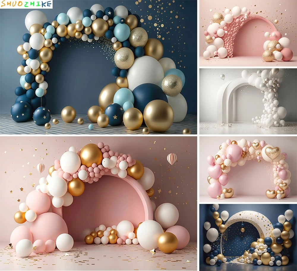 

Mehofond Photography Background Arch Colorful Balloons Baby Kids Birthday Party Cake Smash Portrait Decor Backdrop Photo Studio