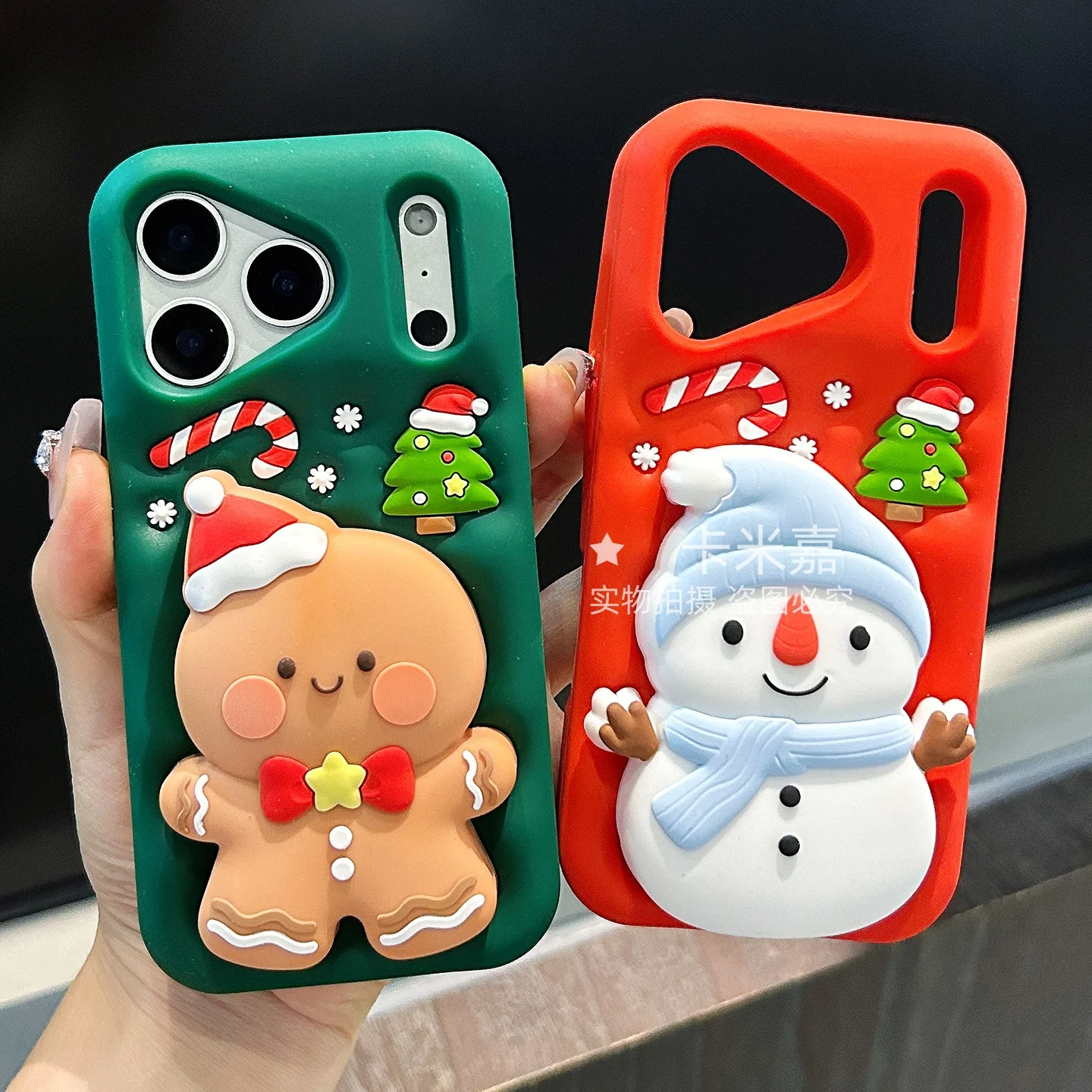 Hiver 3D noël flocon de neige bonhomme de neige pain d'épice homme support mignon coque de téléphone pour iPhone 17 AIR 16 15 14 13 Pro Max Plus Y2K couverture