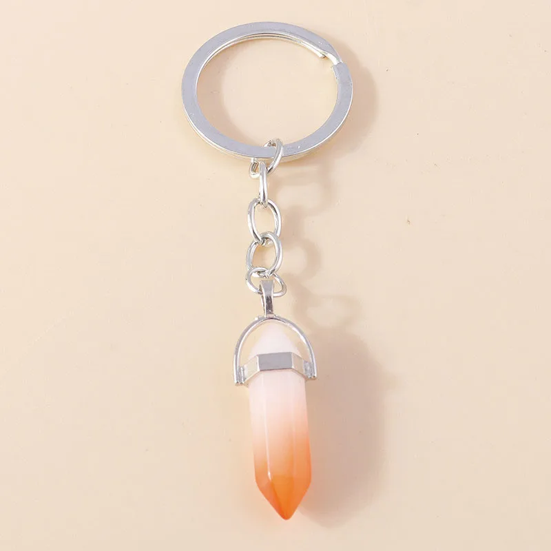 Aihua Neue Bunte Natürliche Sechseckige Kristallstein-Schlüsselanhänger Kugelförmiger Quarz-Kristall-Schlüsselring für Damen Handtaschen-Deko – Detail 7