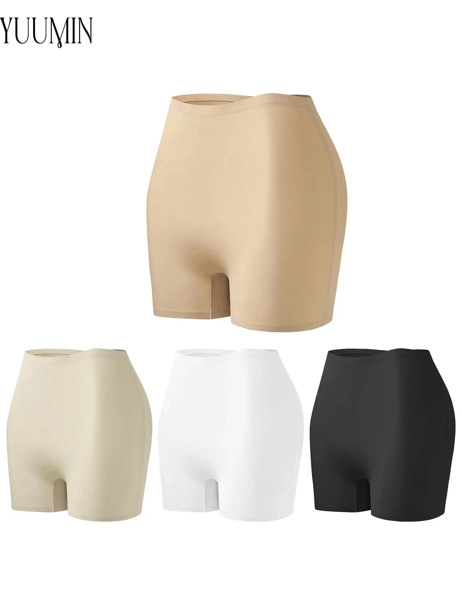 

Women High Waist Safety Shorts, Ice Silk Seamless Tummy Control Breathable Boyshort Panties Workout Yoga Cycling