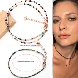 Natural Stone Crystal quartz Amazon zircon Pearl Tourmaline 2mm Handwork Necklace bracelet for Women Gift Wedding Party Jewelry
