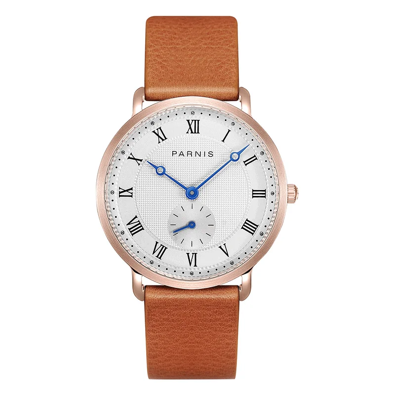 Imagem -02 - Parnis-relógio Miyota Quartz Movimento Masculino Pulseira Pequena de Couro Casual 40 mm