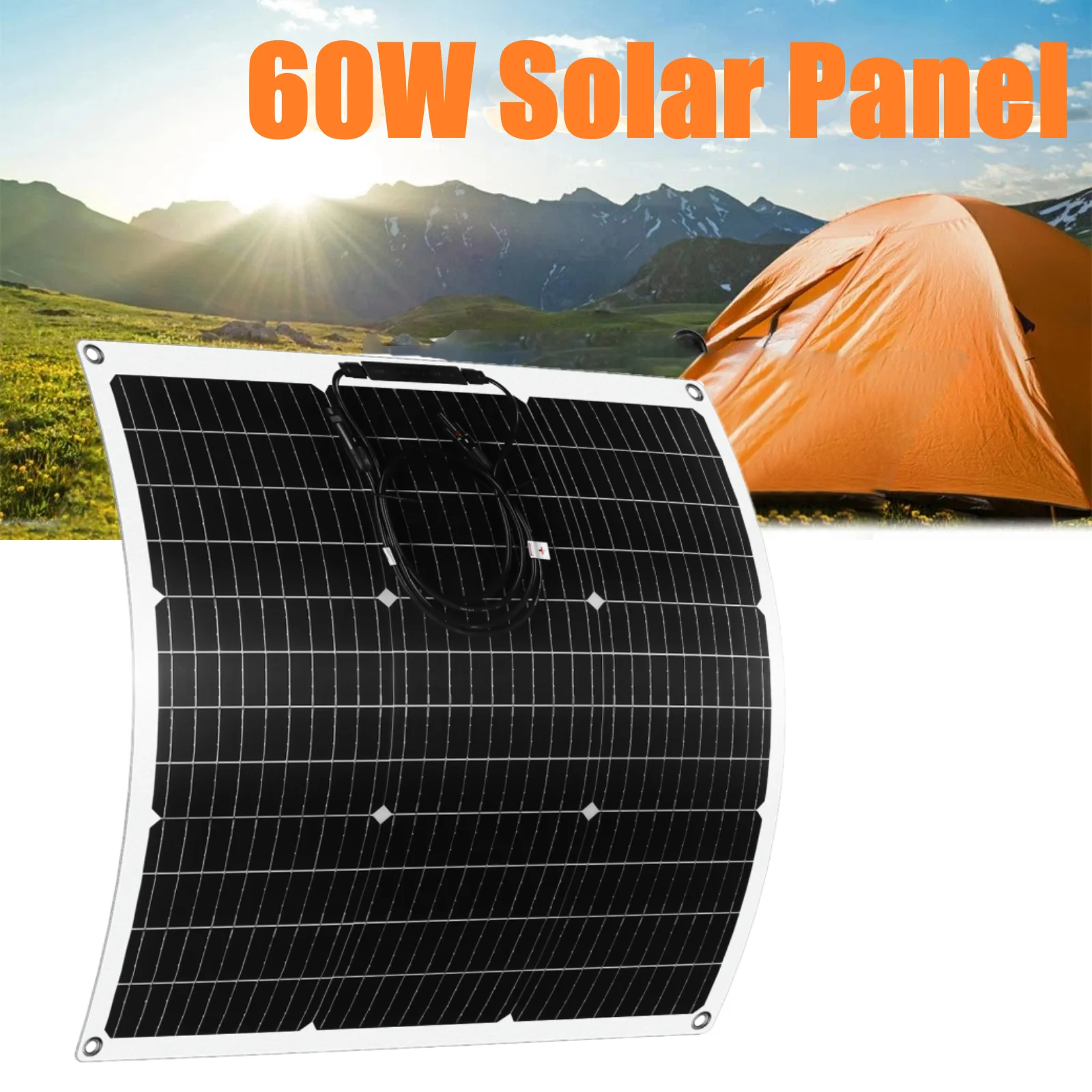 

PowMr 60Watt Flexible Solar Panel 18V Portable Solar Panel Kit System Outdoor Trip Charge Supply Camping Boat Yachat Power Bank