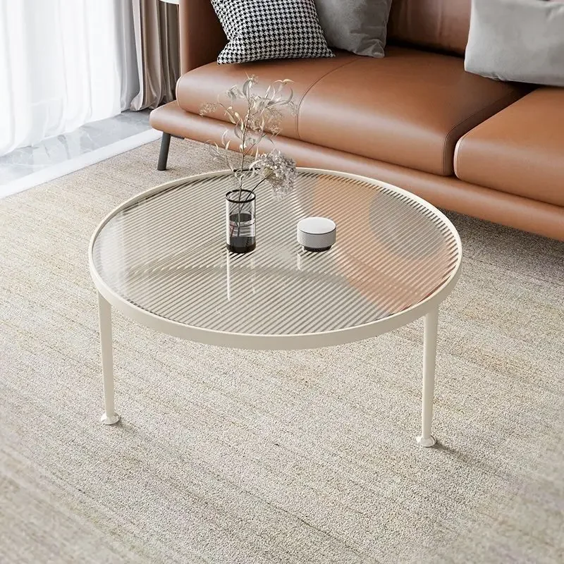

Light Luxury Tempered Glass Coffee Table Small Household Living Room Round Simple Modern Creative Balcony Small Tea Table Mesas