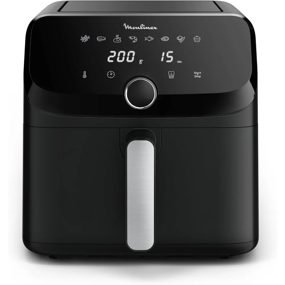 Moulinex Easy Fry Mega, freidora de aire compacta, cajón mono 7,5 L, hasta 8 personas, 8 programas, negro EZ8558F0