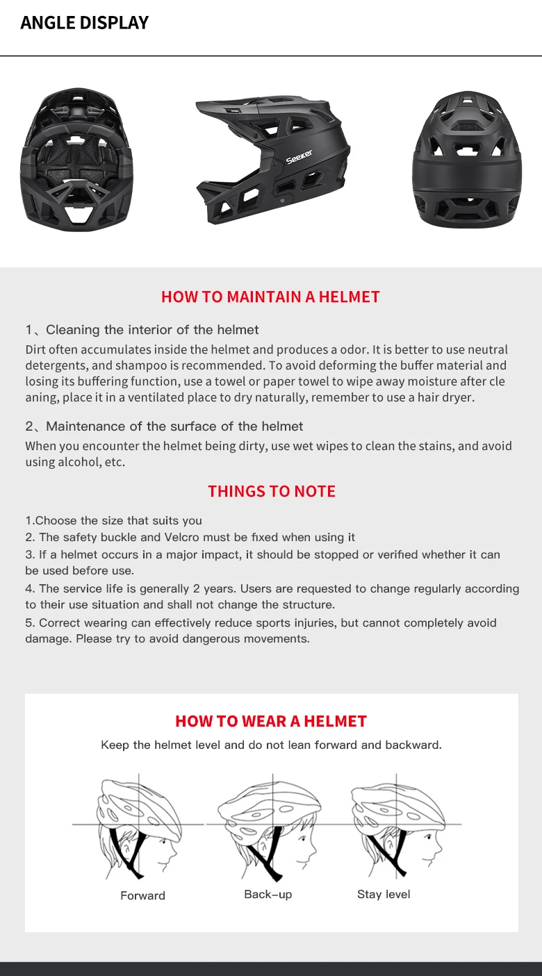 Seeker Mountainbike Offroad-Vollvisierhelm, leicht, bequem, atmungsaktiv, Sicherheitsschutzausrüstung für Downhill-Fahrten – Detail 11