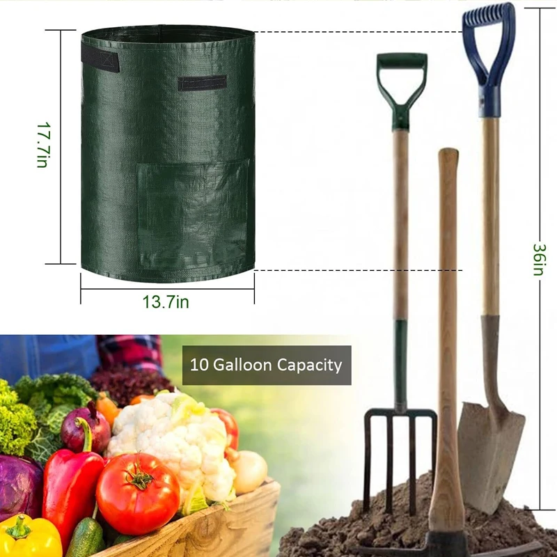 1PC Garden Potato Grow Bag PE Fabrics Gardening Thicken Pot Vegetables Planter Tub with Handles and Access Flap