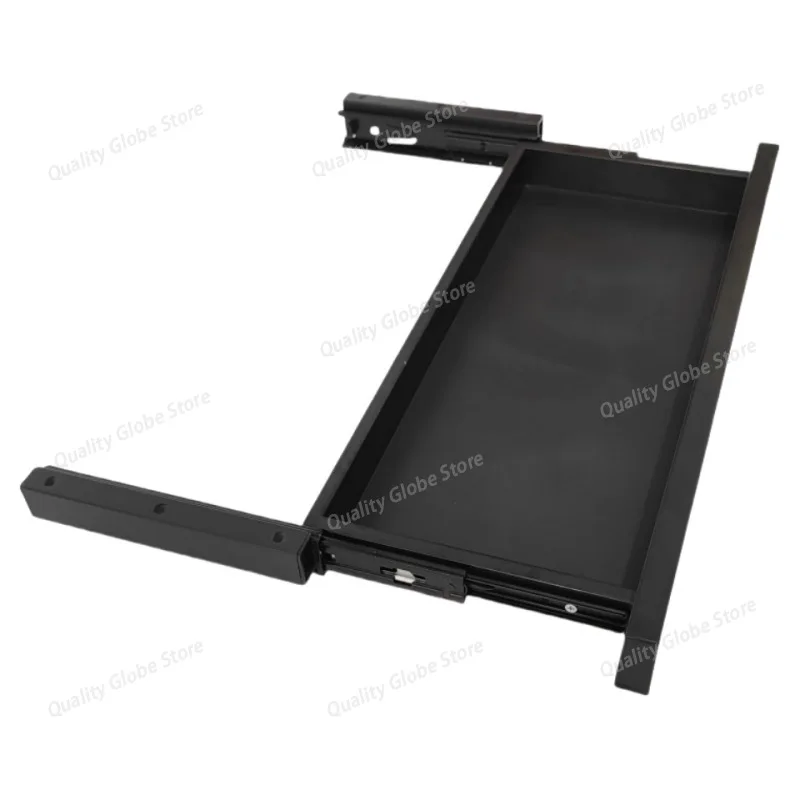 

Computer desk keyboard bracket, tray drawer table slide track guide rail two-section bracket accessories