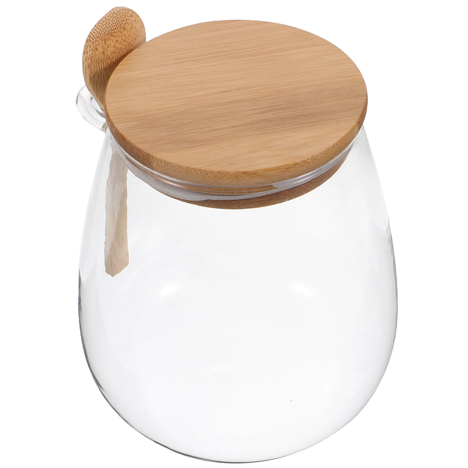 Tarro de vidrio Conveniente recipiente para té Botes de cocina delicados Tanque de almacenamiento de alimentos Madera