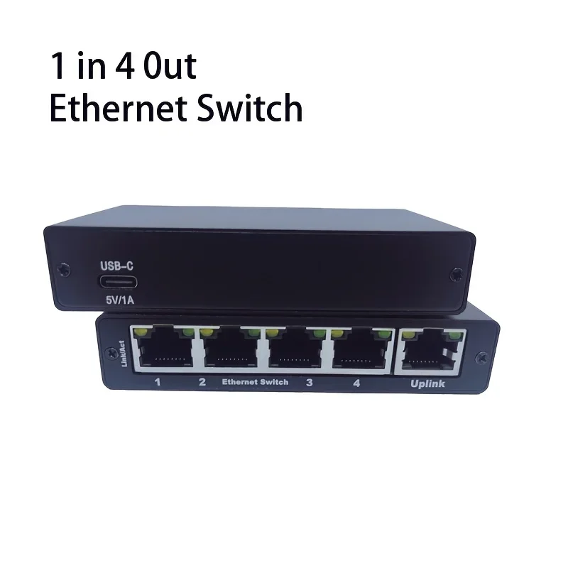 Gigabit 1 In 4 Out RJ45 Splitter 5‑Port Ethernet Adapter Plug and Play for Home Office Multi‑Device Network