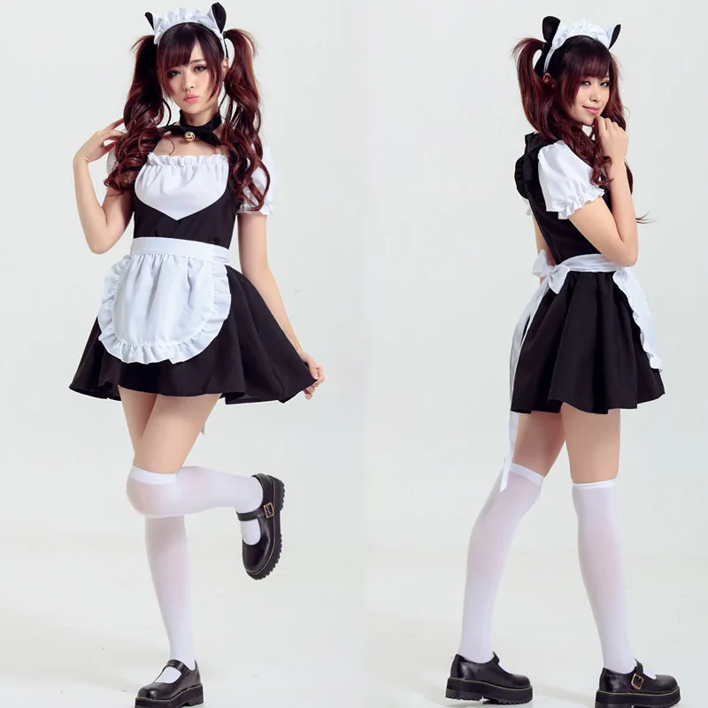 Robe de femme de chambre chat mignonne, robe de femme de chambre beauté fraîche et douce, Lolita japonaise, noir et blanc, votre petite robe de chat exclusive