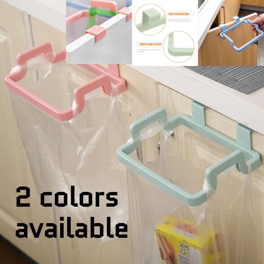 1pcs Over Cabinet Door Garbage Bag Holder 2 Colors Hanging Trash Bag Rack for Kitchen Grocery Bag Dispenser Organizer Hot Sale