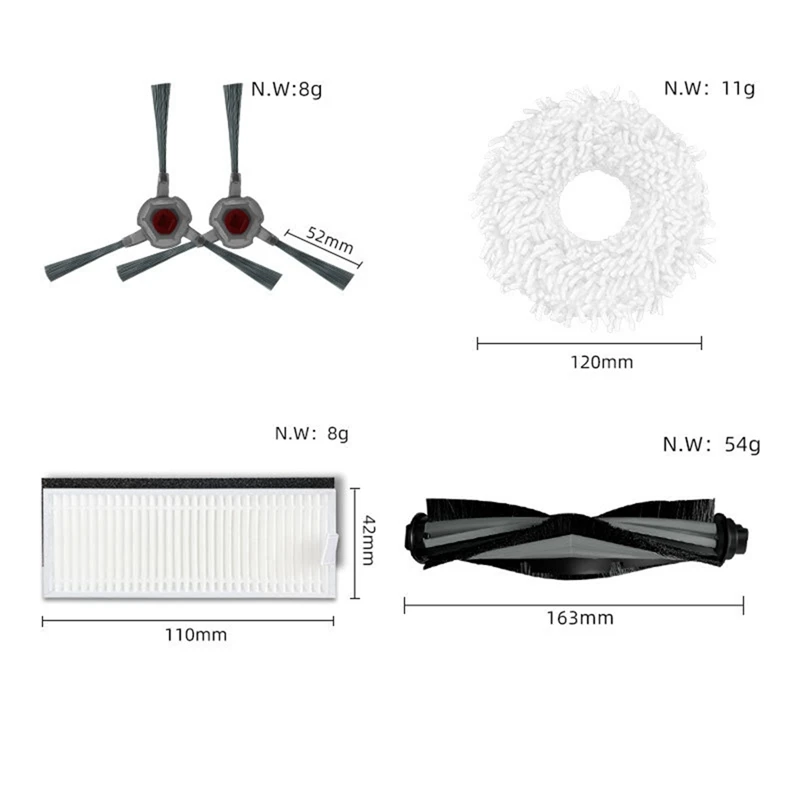 掃除機用スペアパーツ,メインブラシフィルター,ecovacs deebot n9,yedik10ロボット掃除機用スペアパーツ,アクセサリー