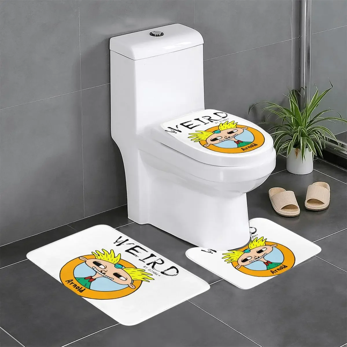 

Custom Helga Pataki Cartoon Animated Movies Hey Arnold 3 Pieces Bathroom Rugs Non-Slip Absorbent Toilet Bath Mat Set