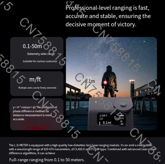 7° 30° Light Metering & Laser Focusing，L.D. METER Lite Version Pro Version Light Meter，164FT Distance Meter