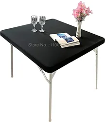Solid Color Black Square Tablecloth Elastic Edge Fitted Dining Table Decoration Accessorie Waterproof Table Cloth Home Decor