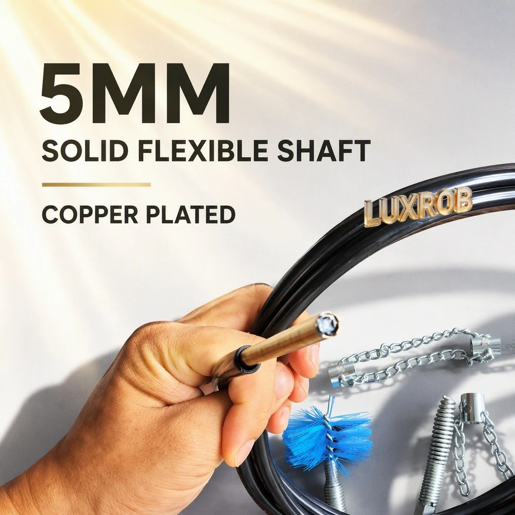 5MM Solid Flexible Drain Auger Kit 6‑in‑1 All‑in‑One Pipe Unblocking Set Copper‑Plated Shaft For Sewer Sink Drain Clog Remover