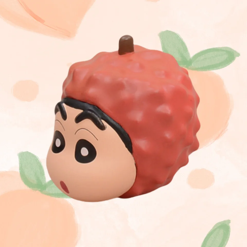 Crayon Shin-chan Litchi Fruit Cute Shin-chan Gk PVC estatua figura de acción escritorio coleccionable Anime modelo juguetes figuras regalo 4,5 cm