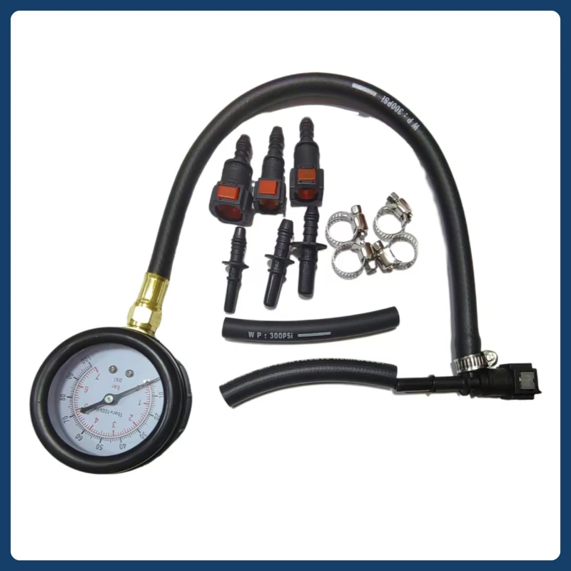 Fuel Pressure Gauge Fuel Injection Pump Pressure Tester Gauge Kit Metal+Rubber For Car, Motorcycle, Truck，manometer