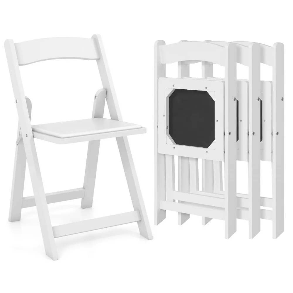 

4 Pack Folding Chairs, Wooden Dining Chairs Set of 4, Padded Foldable Chairs w/Backrest, Stackable Side Chairs for Guests