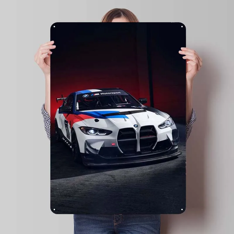 BMW M4 GT4 Metal Signs Classic Car Poster Wall Decor Living Room Decor Men Tinplate Sign for Garage Wall Art Decoration Interior