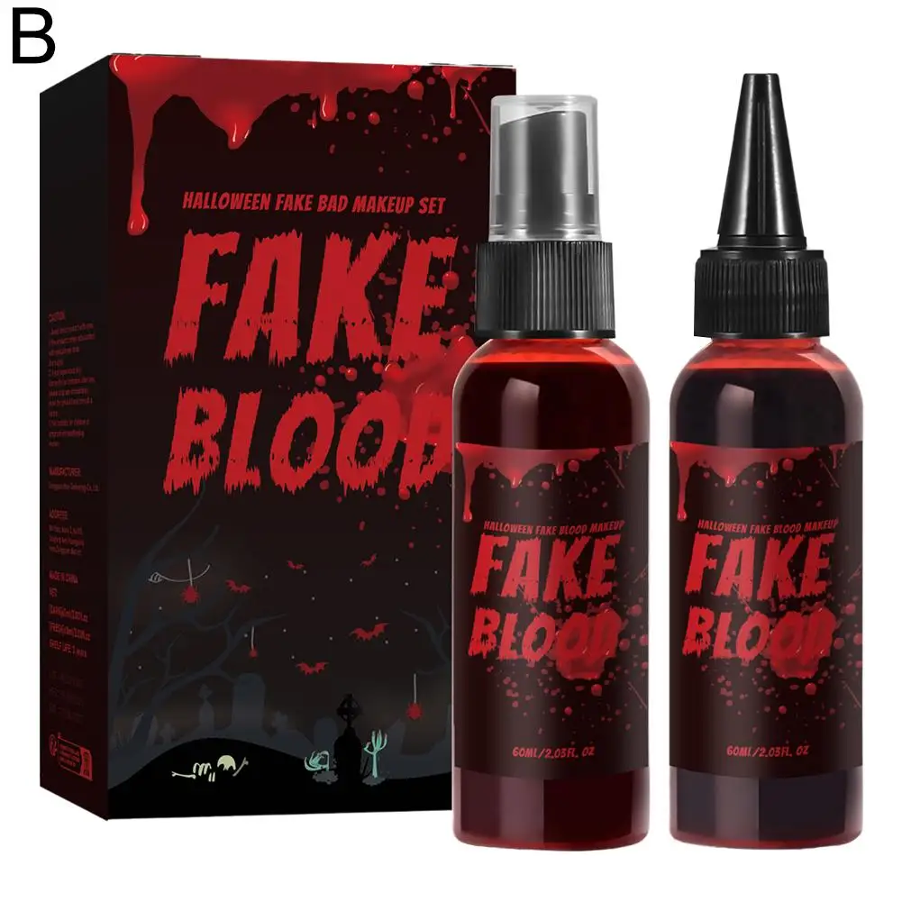 60ML płynny spray plazmowy Halloweenowy spray plazmowy Realistyczny krew Horror Fałszywy krew Wampir-Klood na Halloween Cosplay Tool X2R9