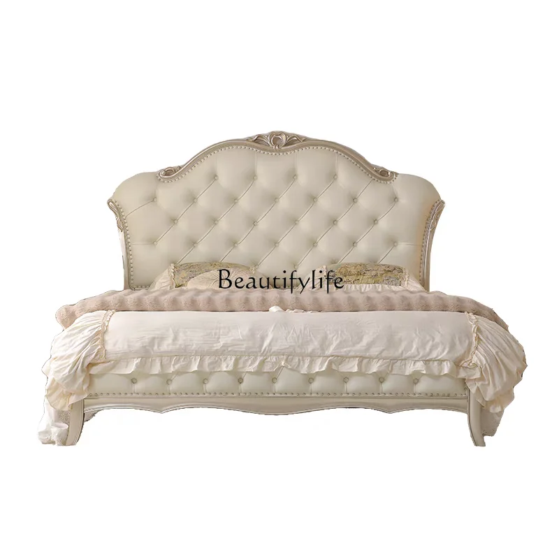 

American light luxury solid wood double bed modern simple master bedroom French bed European style