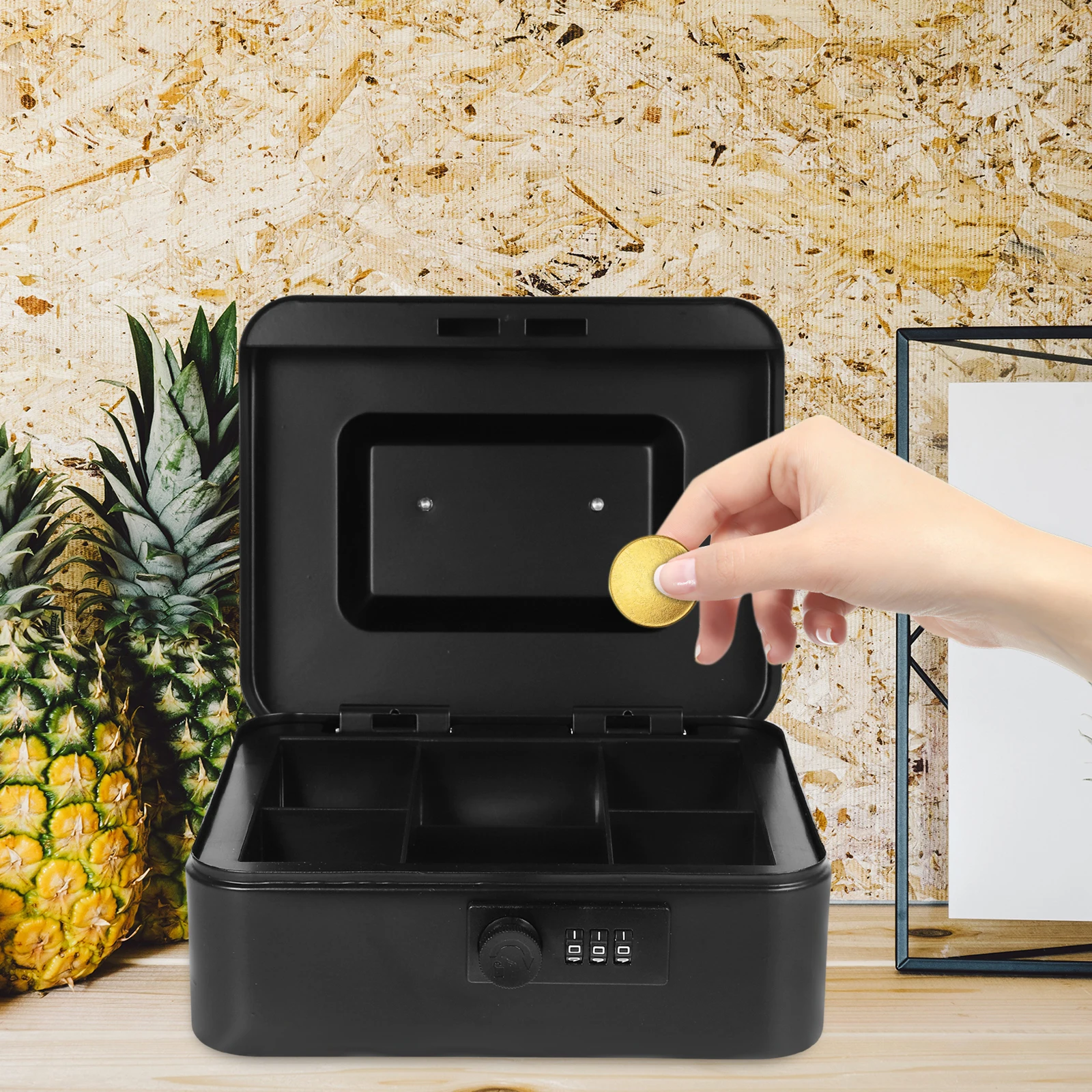 

Lockable Cash With Lock For Home Money Storage Box Decorative Cashbox Metal Money Case Large Capacity Lock Box For Coins Checks