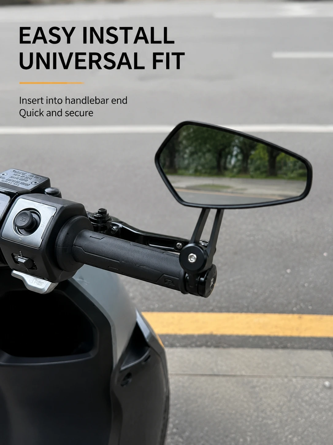 Mirror Handlebar Convex - 22mm Handlebar Mount CNC Aluminum Motorcycle
