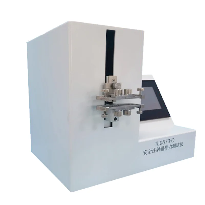 Safety syringe thrust tester, syringe thrust tester
