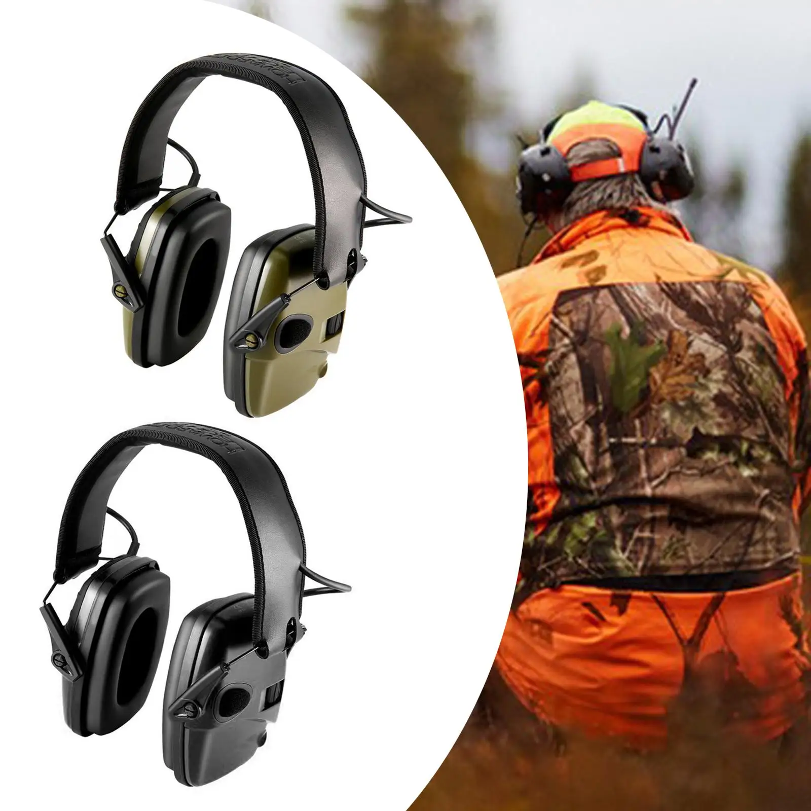 

Electronic Earmuffs Headset Sound Amplification Head Mounted Headphones for