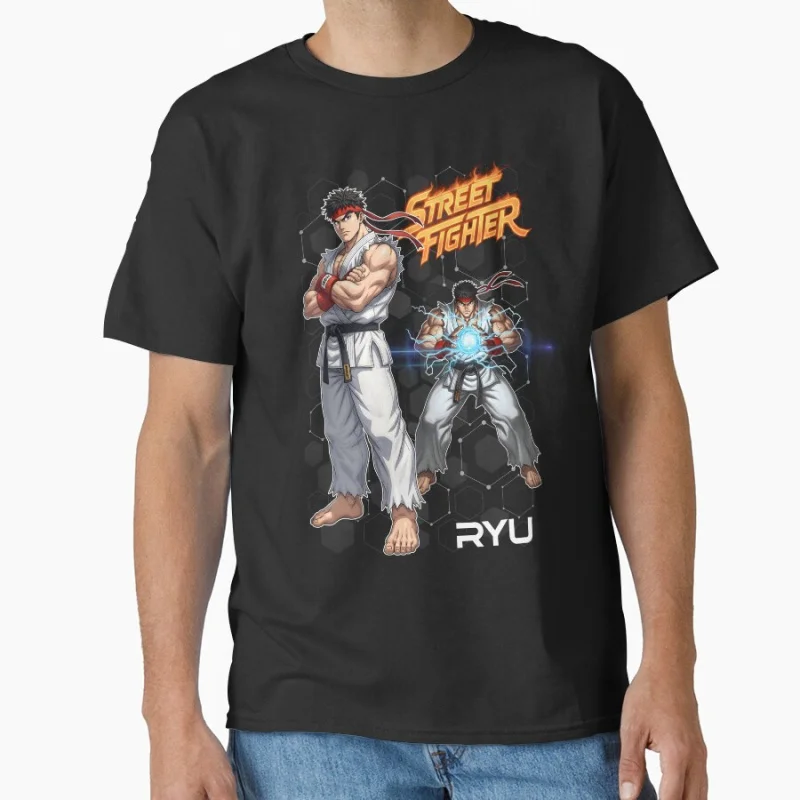 

Ryu Hadoken Legacy 80s Combat Game Classic Cartoon Arcade Street Fighter Gift T-shirt for man Large size Tops