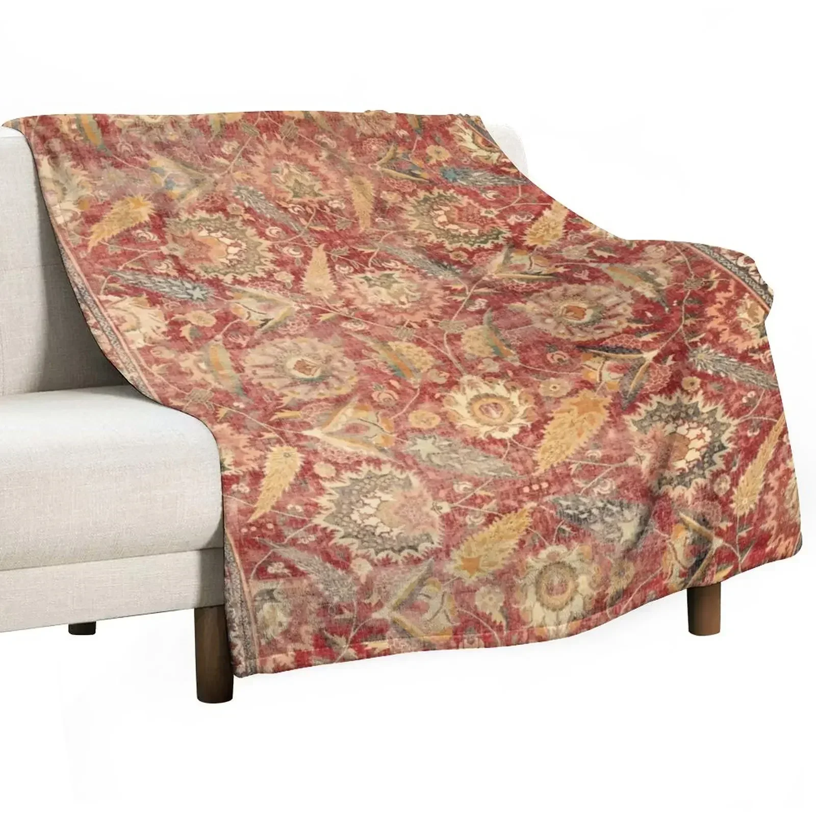 17th Century Indian Carpet Print Throw Blanket Summer Polar Blankets