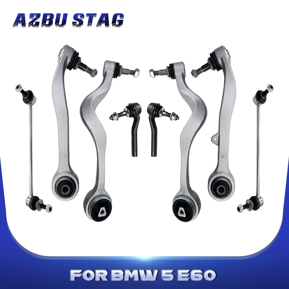 

AzbuStag 8Pcs Front Lower Control Arm Sway Bar Link Tie Rod Kits for BMW 5 E60 525i 530i 535i 528i 545i 550i M5 2004 2005-2010
