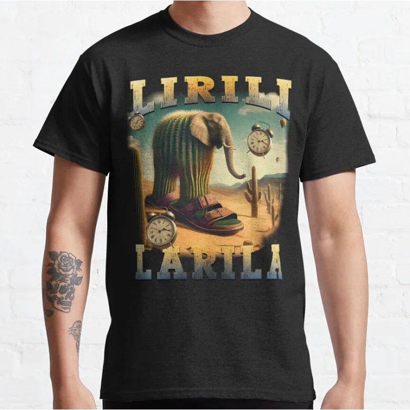

Lirili Larila Italian Brainrot Funny Meme T-shirt for men large size Adult Tops S-6xl mens clothing