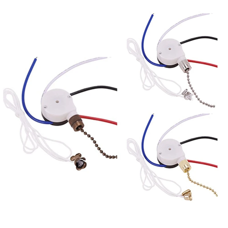 Ceiling Fan Switch Kit 3 Speed 4 Wire, Fan Switch Zipper Speed Control Switch, ZE-208S Pull Wire Switch With Rope