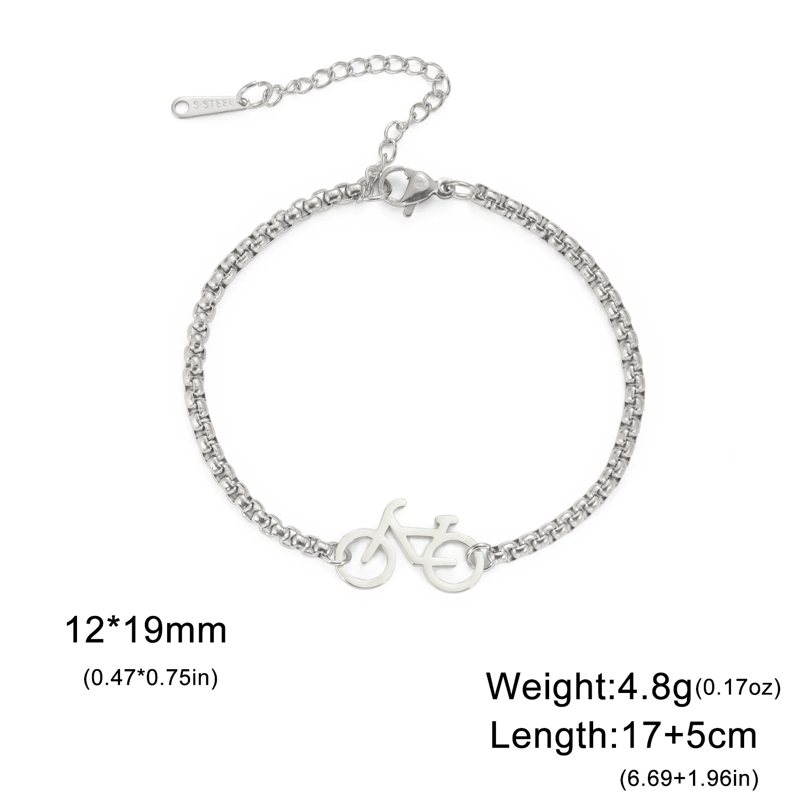 Lemegeton Bicycle Bracelets Stainless Steel Jewelry Cycling Sports Figaro Chain Bangle Women Men Foot Anklets Bike Pendant Gifts